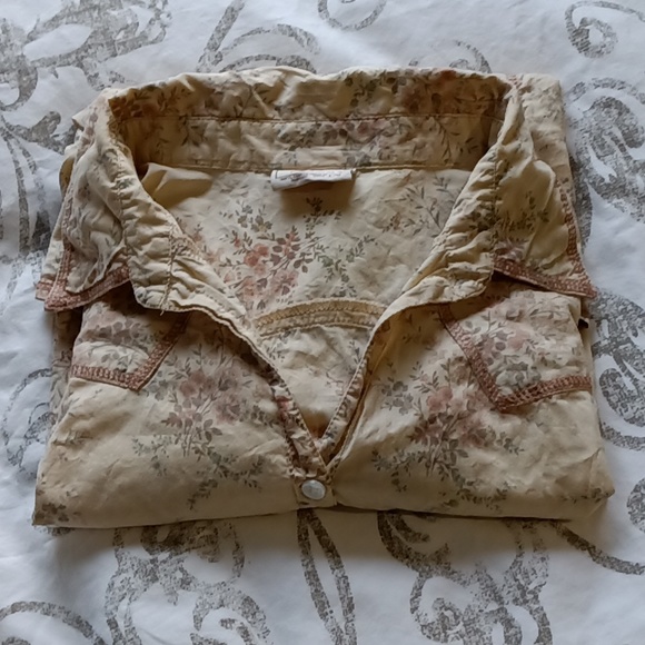 Y2K Arizona Jean Button Down Floral Western Shirt Cowgirl - L Juniors - Picture 16 of 16